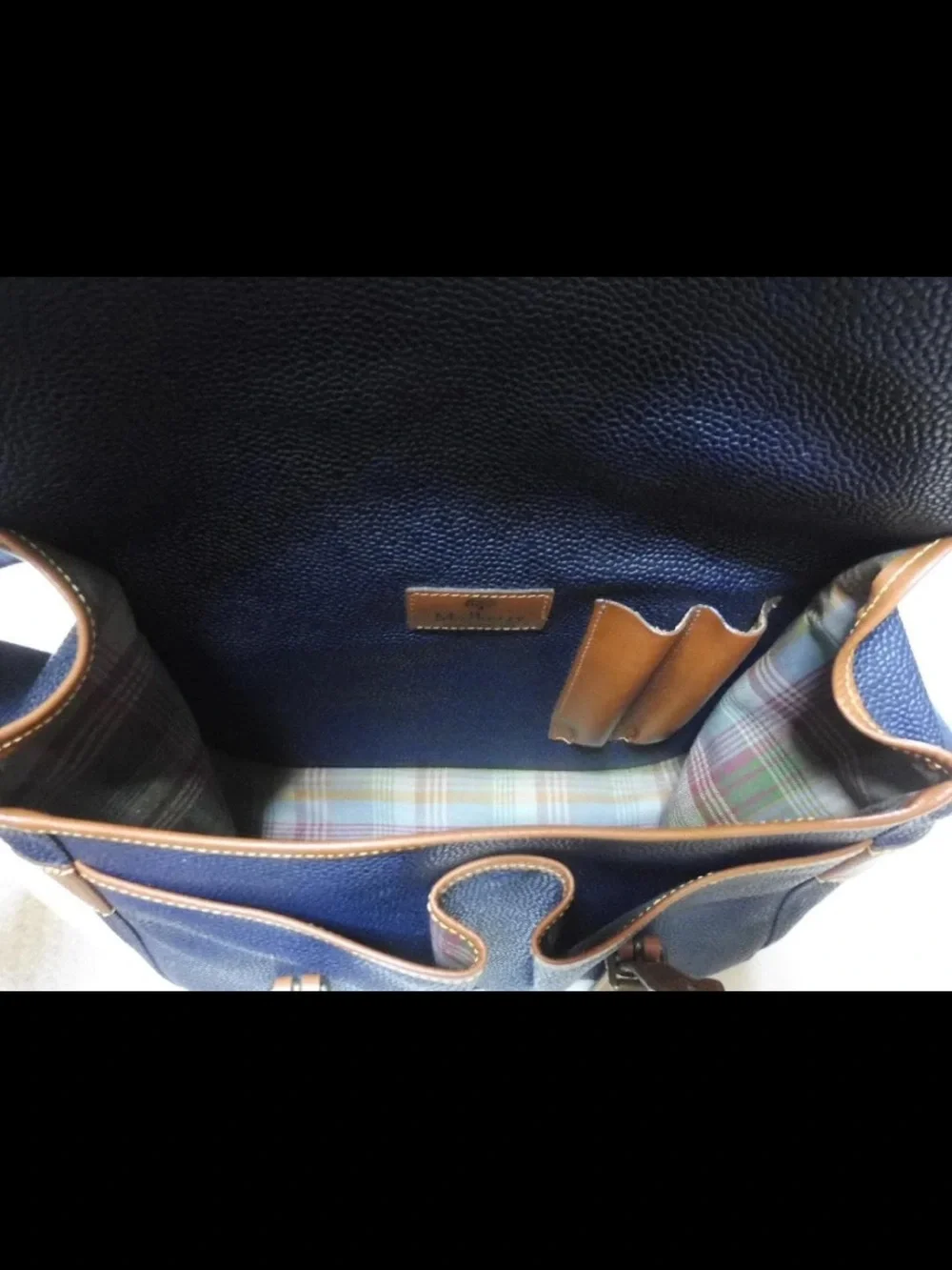 Mulberry Navy Leather-Trim Crossbody Messenger Bag